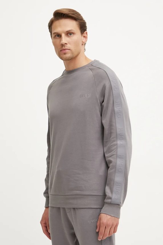HUGO felpa lounge in cotone applique grigio 50520494