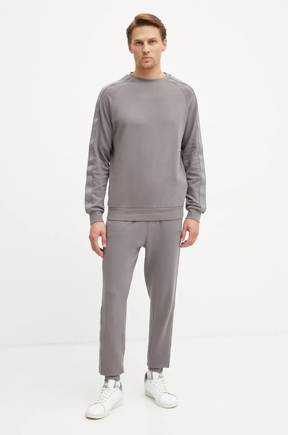 HUGO felpa lounge in cotone 50520494 grigio SS25