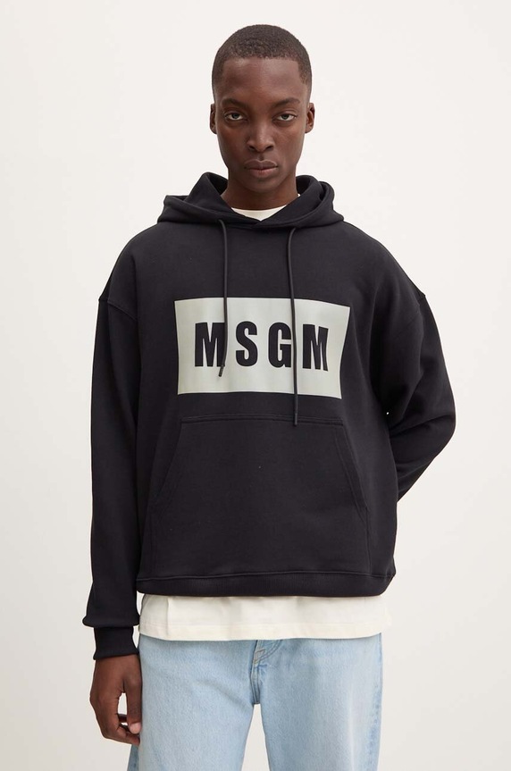 Bavlněná mikina MSGM s kapucí černá 3740MM525.247799