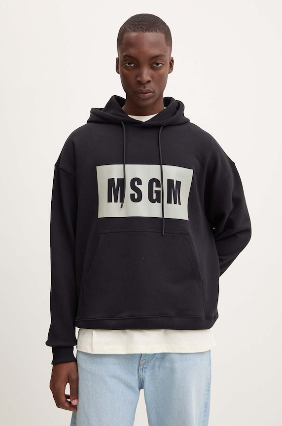 Bavlněná mikina MSGM s kapucí černá 3740MM525.247799
