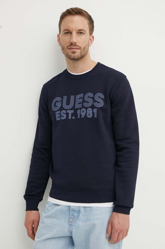 Суичър Guess BEAU без качулка тъмносин M4YQ08.K9Z21