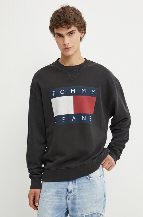 Tommy Jeans bluza bawełniana nadruk szary DM0DM19222