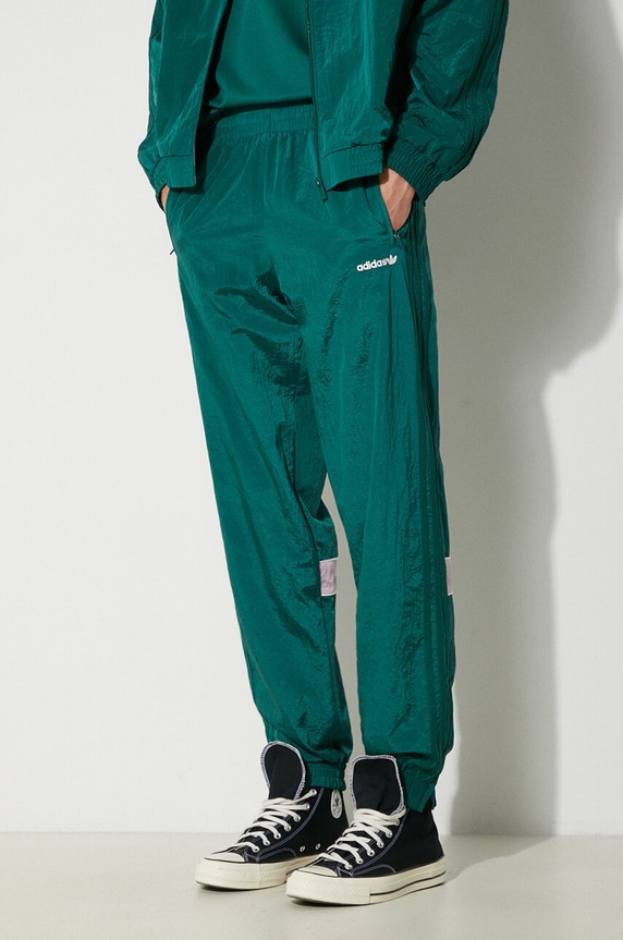 Tepláky adidas Originals 80s Nylon Archive 3-Stripes Track Top hladký zelená JC6519