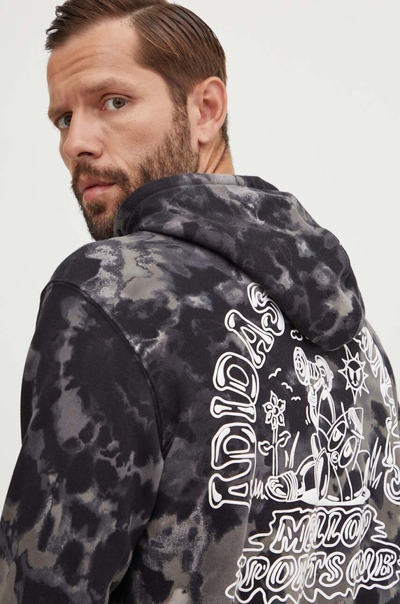 Bavlněná mikina adidas Originals Tie-Dyed Hooded Aop potisk černá IZ2508