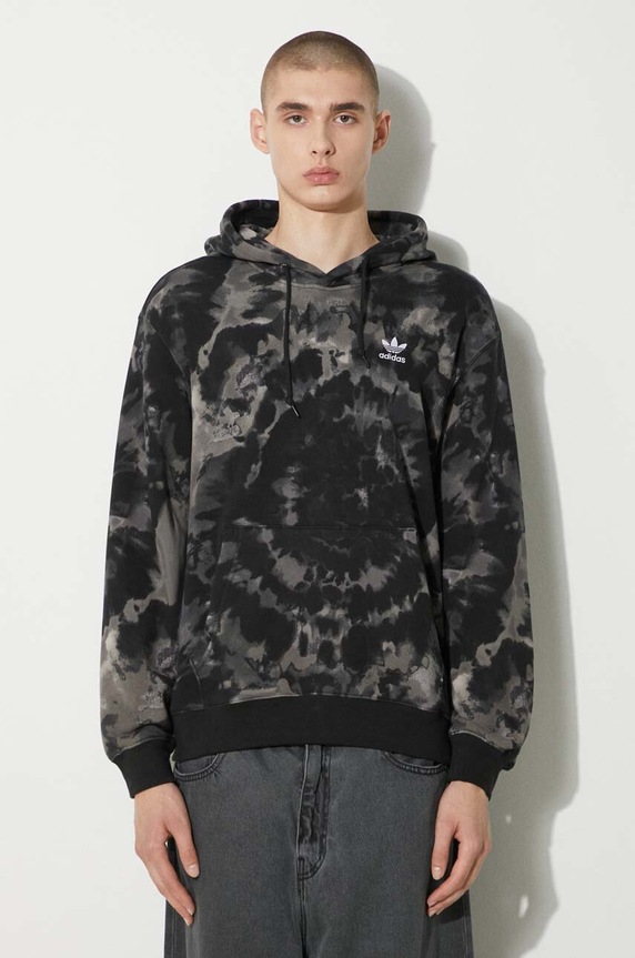 adidas Originals cotton sweatshirt Tie-Dyed Hooded Aop all-over print black IZ2508