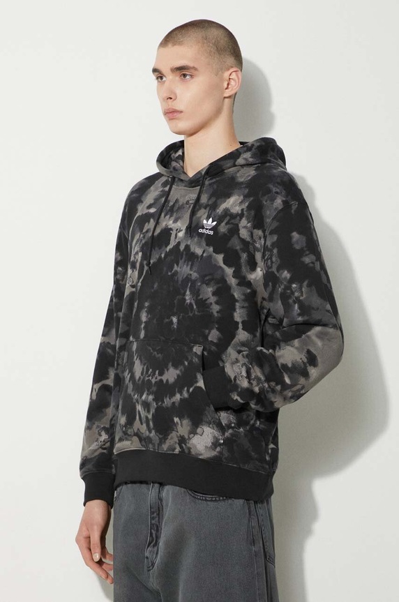 adidas Originals cotton sweatshirt Tie-Dyed Hooded Aop black IZ2508