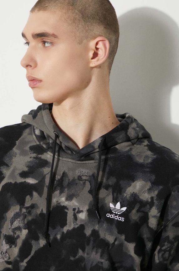 adidas Originals cotton sweatshirt Tie-Dyed Hooded Aop IZ2508 black