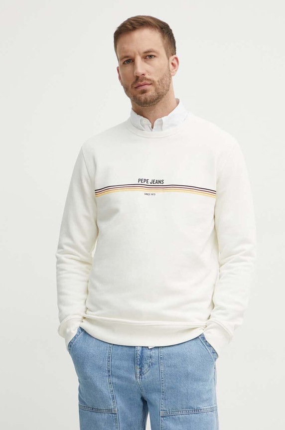 Bavlnená mikina Pepe Jeans SANDER bavlna béžová PM582693