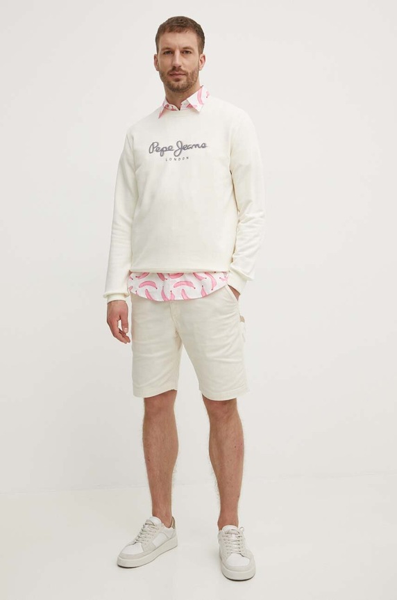 Pepe Jeans bluza bawełniana SAUL CREW PM582702 beżowy AW24