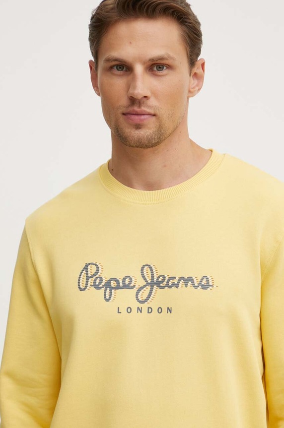 Pepe Jeans bluza bawełniana SAUL CREW żółty PM582702