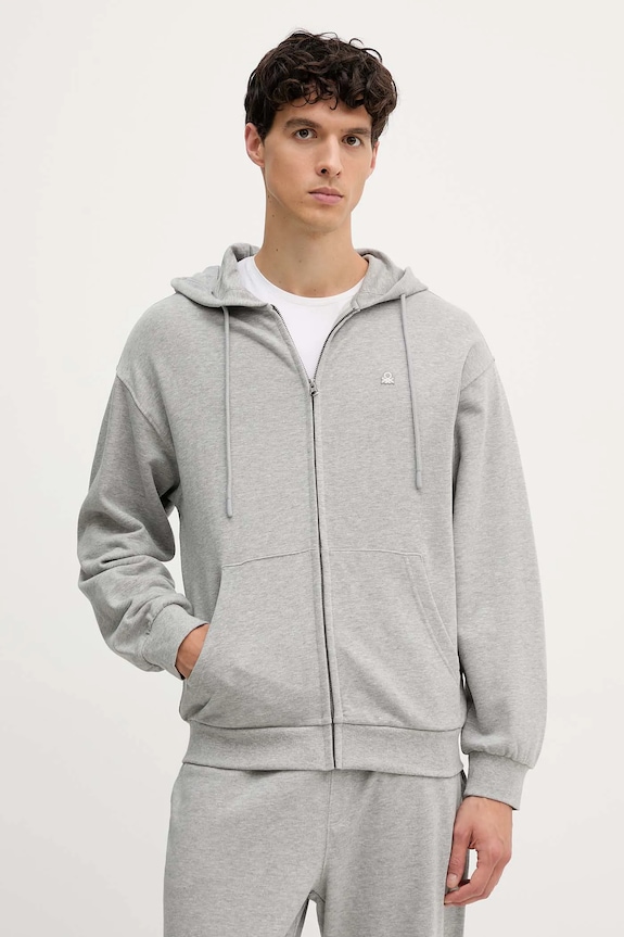 Βαμβακερή μπλούζα United Colors of Benetton γκρί 342ZU500P