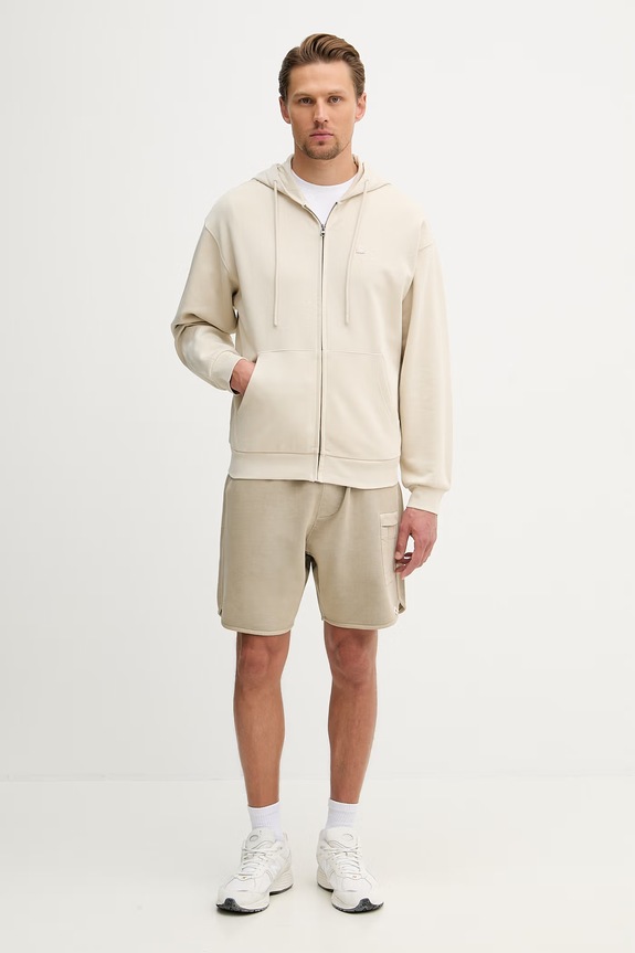 United Colors of Benetton суичър с цип мъжки от памук 342ZU500P бежов SS26