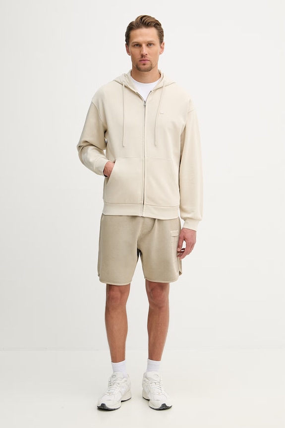 United Colors of Benetton суичър с цип мъжки от памук 342ZU500P бежов SS26