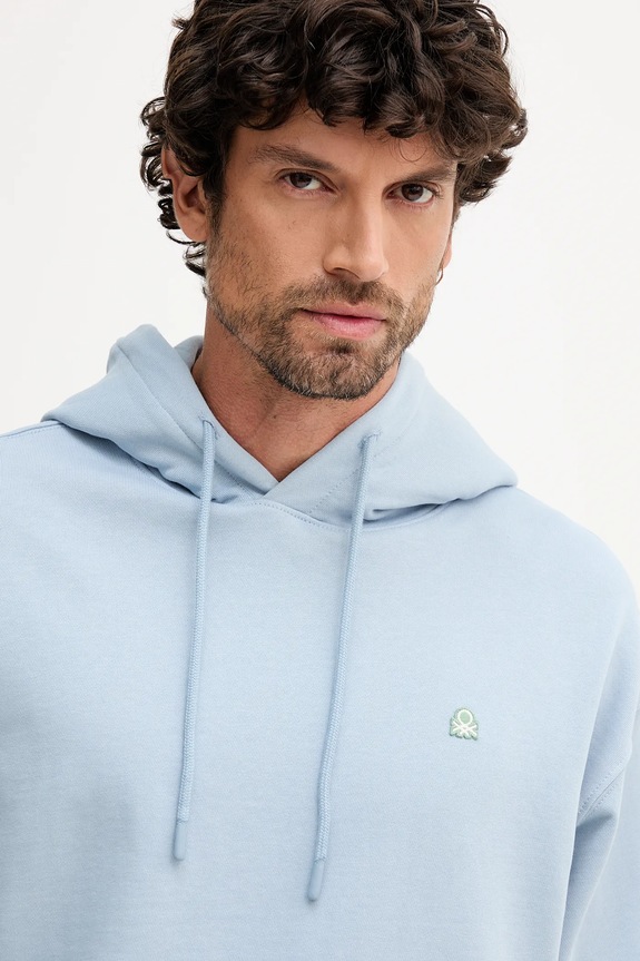 Pamučna dukserica United Colors of Benetton plava 342ZU201K