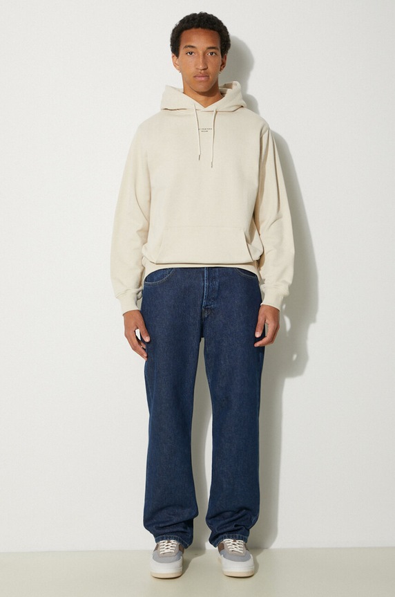 Drôle de Monsieur cotton sweatshirt Le Hoodie Slogan a Poche Classique PERM.HO161.CO127.MT beige AW24