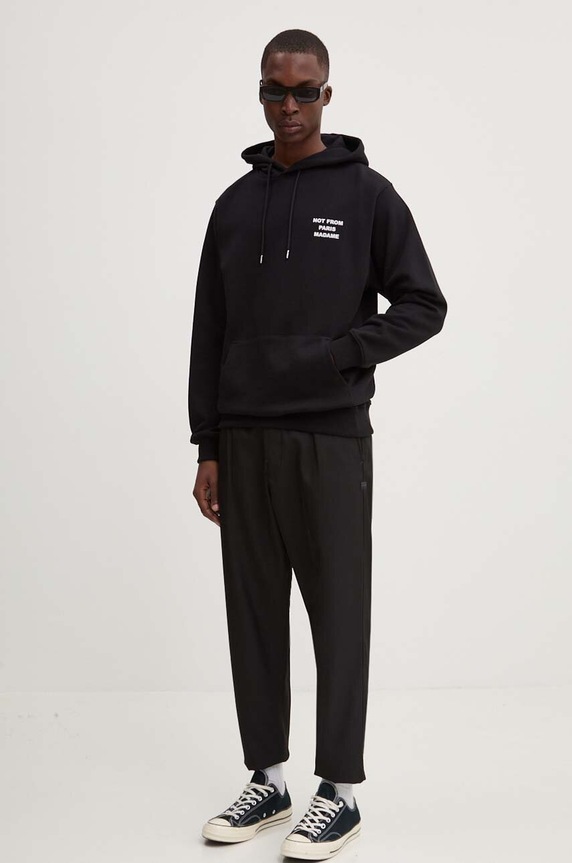 Bavlnená mikina Drôle de Monsieur Le Hoodie Slogan PERM.HO162.CO127.BL čierna AA00