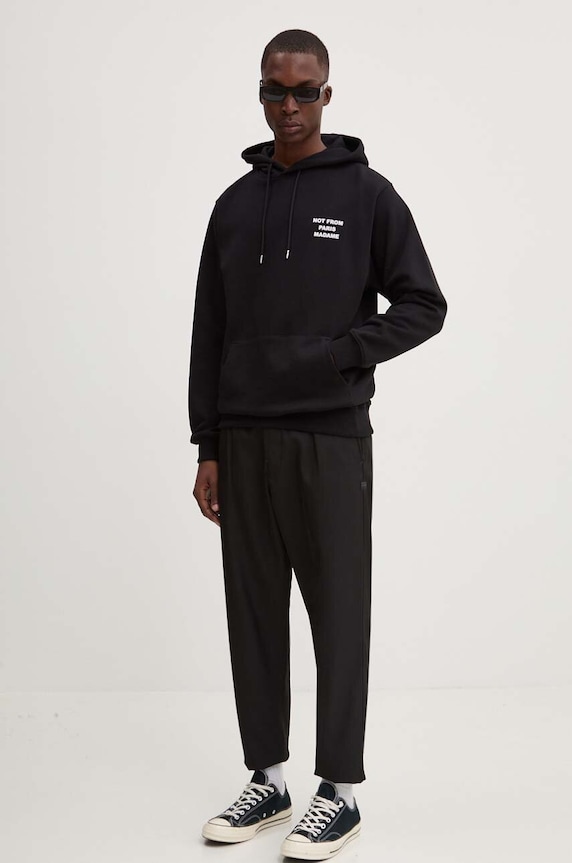 Bavlnená mikina Drôle de Monsieur Le Hoodie Slogan PERM.HO162.CO127.BL čierna AA00