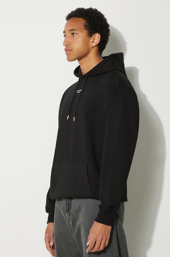Βαμβακερή μπλούζα Drôle de Monsieur Le Hoodie Slogan a Poche Classique μαύρο PERM.HO161.CO127.BL
