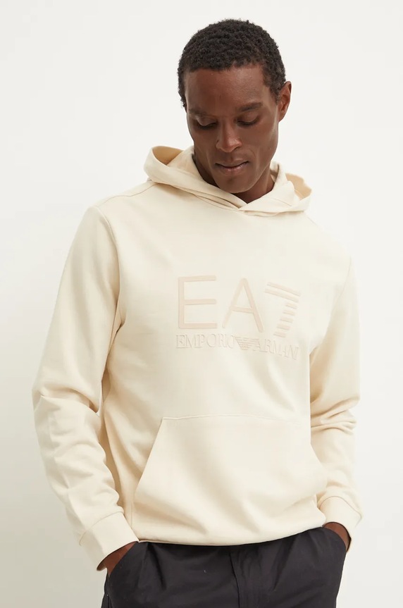 EA7 Emporio Armani felpa in cotone con beige PJUAZ.6DPM22.1713