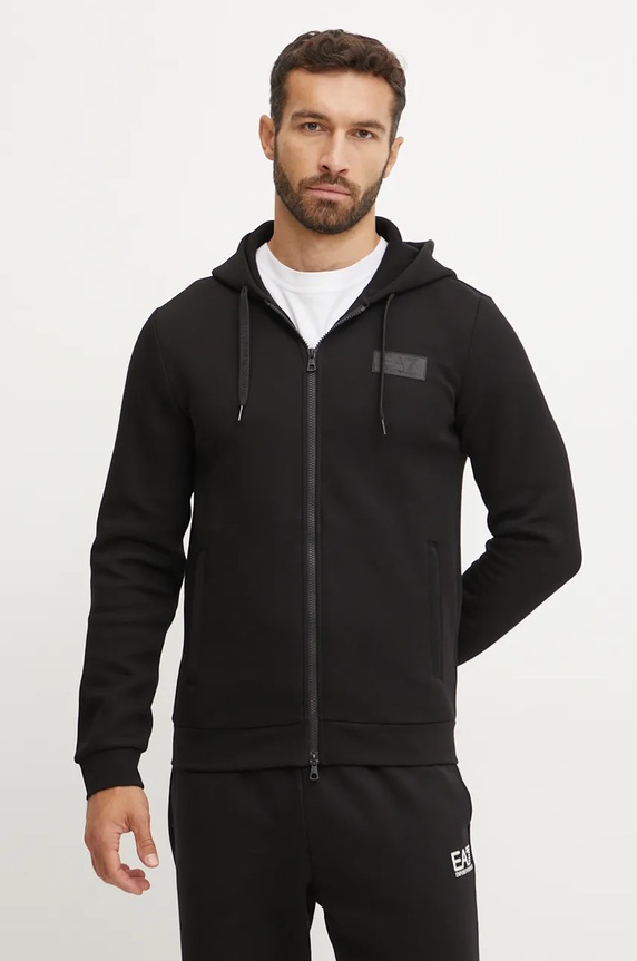 Pulover EA7 Emporio Armani S kapuco črna PJODZ.6DPM26.1200