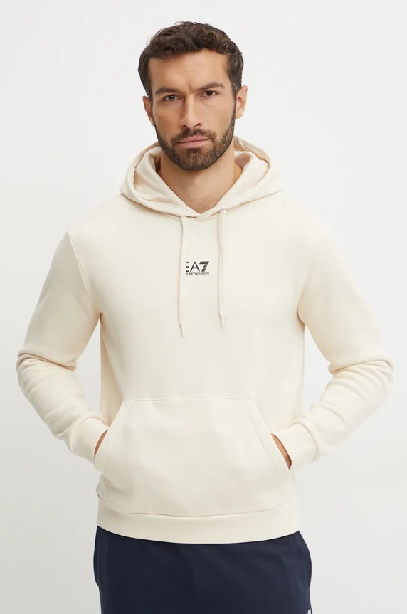 Mikina EA7 Emporio Armani s kapucí béžová PJVTZ.8NPM37.1713