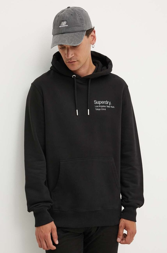 Bavlněná mikina Superdry s kapucí černá M2013723A.02A