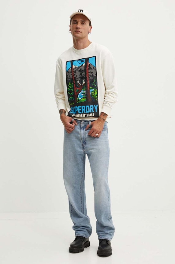 Superdry hanorac de bumbac M2014112A.2YW bej AW24