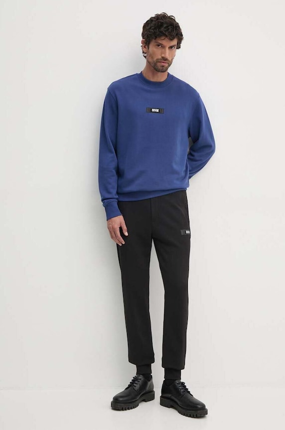 Bavlněná mikina Versace Jeans Couture 77GAI3R3.F0002 námořnická modř AW24