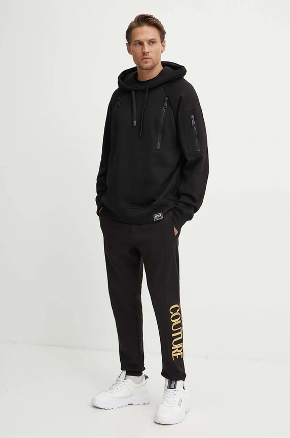 Versace Jeans Couture hanorac de bumbac 77GAI307.F0002 negru AW24