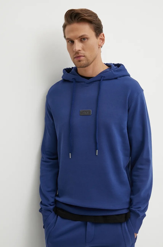 Pamučna dukserica Versace Jeans Couture natpis plava 77GAIT08.CF00T