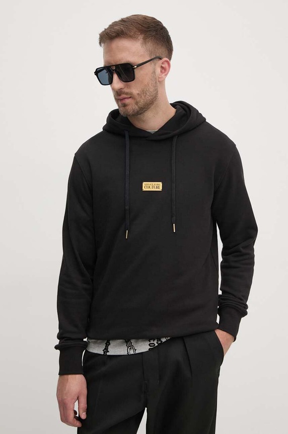 Bavlněná mikina Versace Jeans Couture s kapucí černá 77GAIT08.CF00T