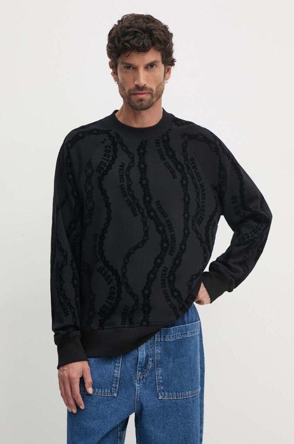 Bavlněná mikina Versace Jeans Couture potisk černá 77GAI3X0.FS176