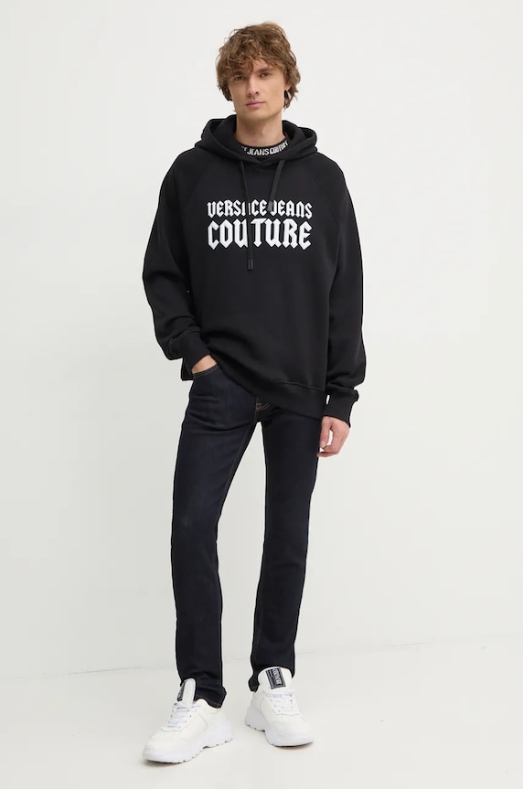 Versace Jeans Couture hanorac de bumbac 77GAIL02.CF02L negru AW24