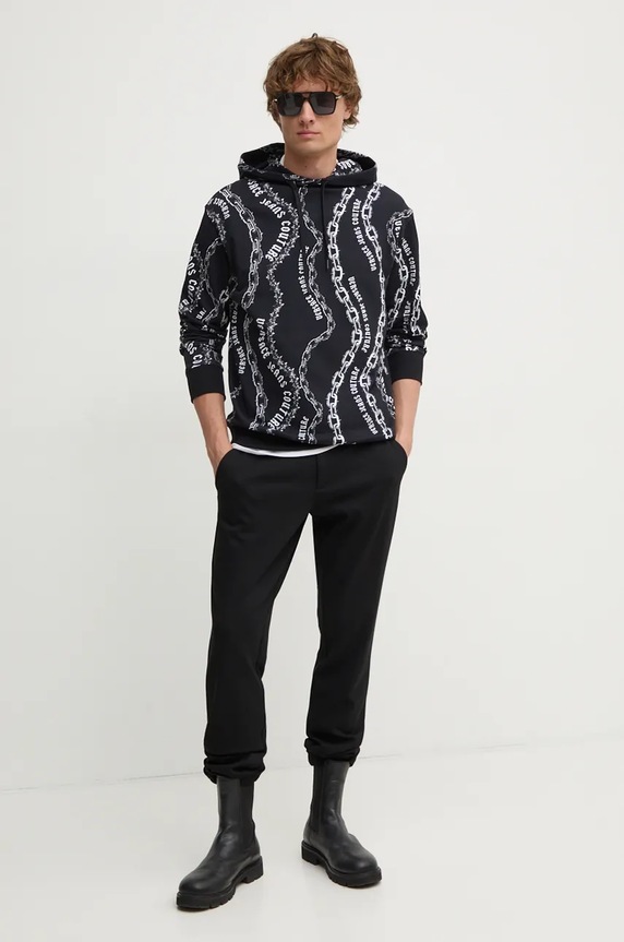 Βαμβακερή μπλούζα Versace Jeans Couture 77GAI3H0.FS160 μαύρο AW24
