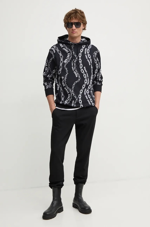 Βαμβακερή μπλούζα Versace Jeans Couture 77GAI3H0.FS160 μαύρο AW24