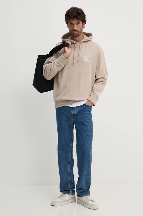 Pamučna dukserica Armani Exchange 6DZMJE.ZJ4XZ bež AW24
