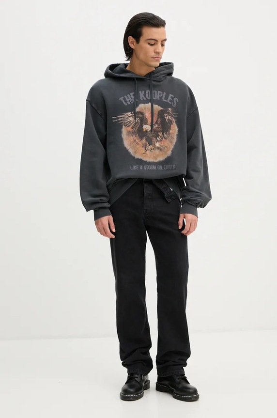 The Kooples bluza bawełniana HSWE29023K szary AW24