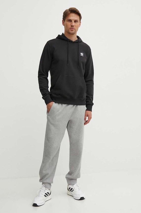Bavlněná mikina adidas Originals s kapucí černá IW5789
