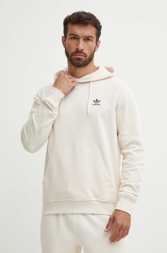 Pamučna dukserica adidas Originals natpis bež IX7669