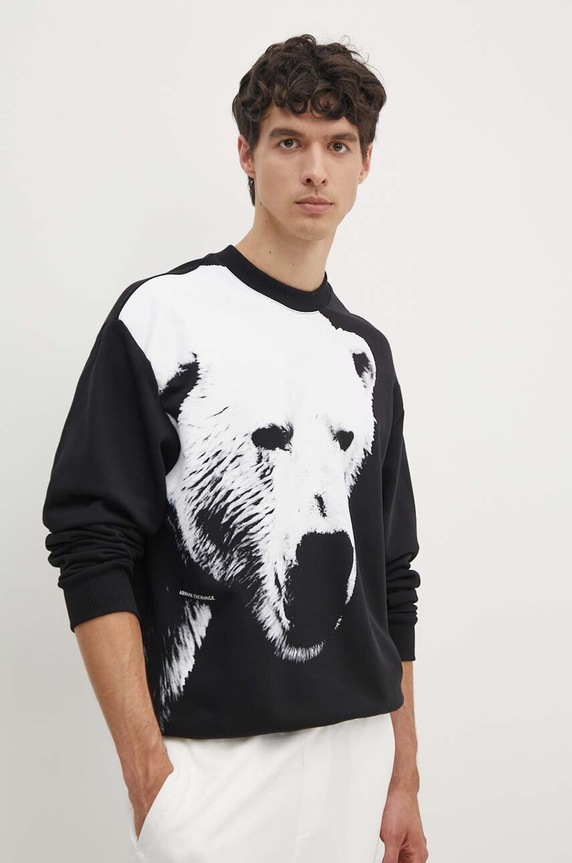 Armani Exchange bluza bawełniana wzorzyste czarny XM000042.AF10858
