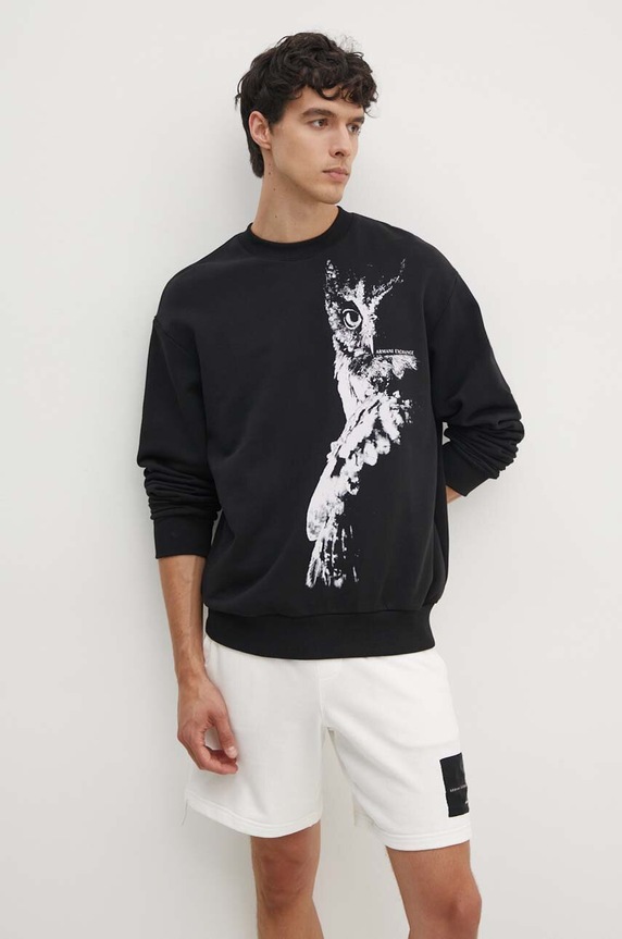 Armani Exchange bluza bawełniana wzorzyste czarny XM000042.AF10858