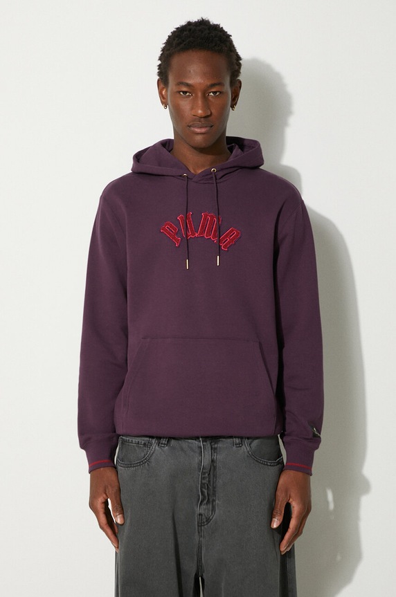 Puma bluza bawełniana Classics Play Paris Hoodie bawełna fioletowy 626766