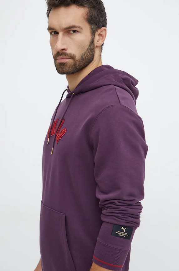 Puma pamut melegítőfelső Classics Play Paris Hoodie lila 626766