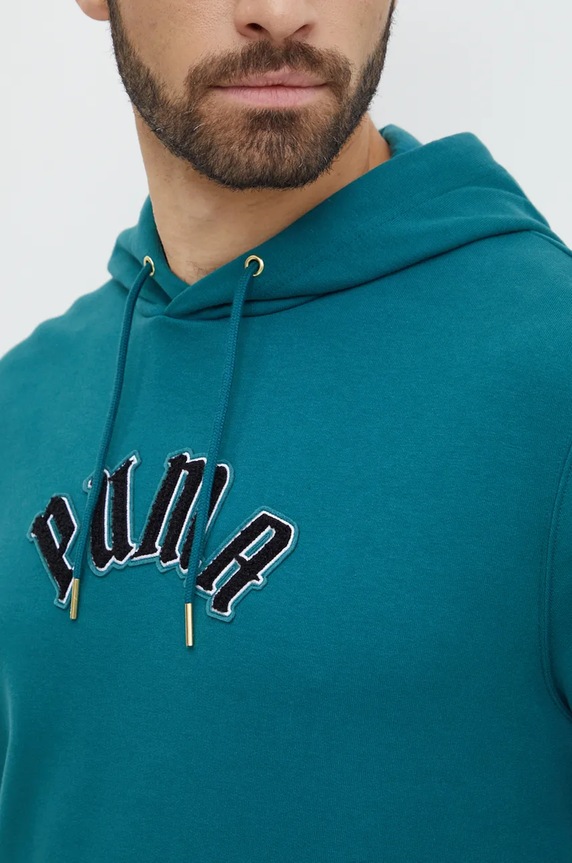 Bavlnená mikina Puma Classics Play Paris Hoodie 626766 tyrkysová