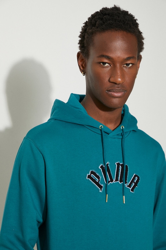 Bavlněná mikina Puma Classics Play Paris Hoodie 626766 tyrkysová