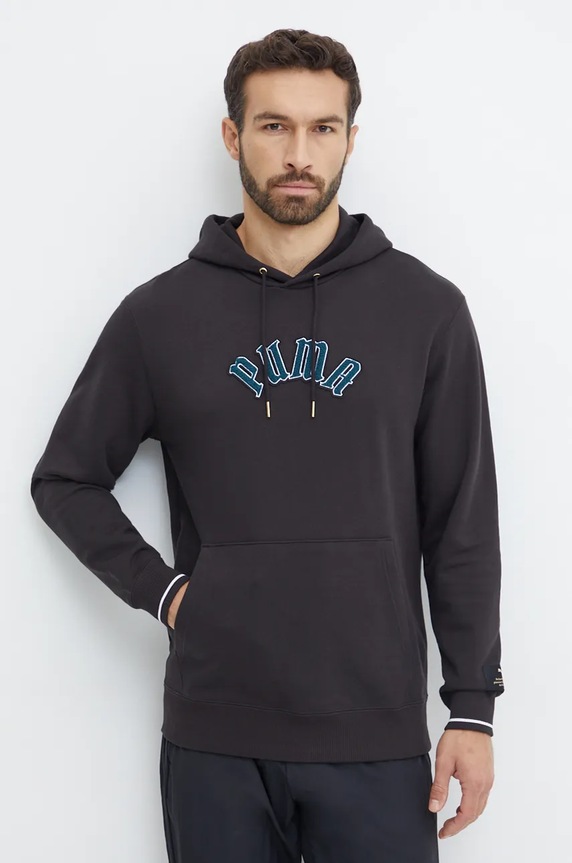 Puma hanorac de bumbac Classics Play Paris Hoodie imprimeu negru 626766