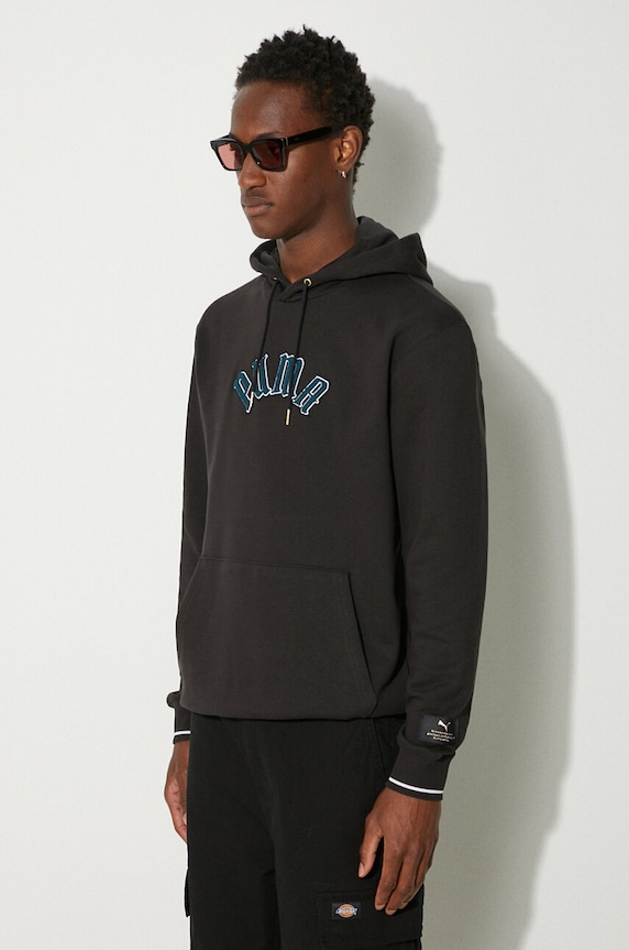 Бавовняна кофта Puma Classics Play Paris Hoodie чорний 626766