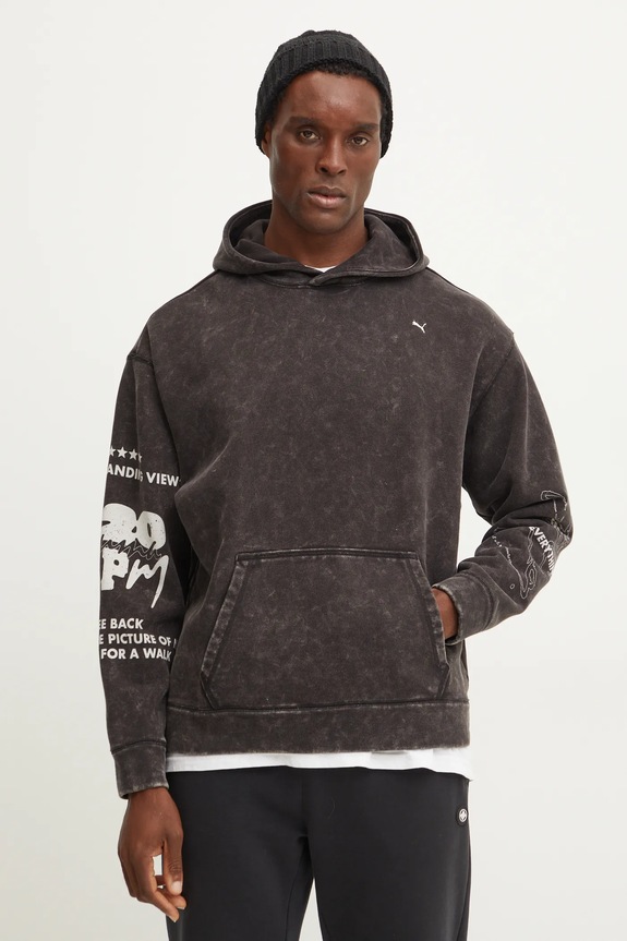 Puma hanorac de bumbac UNTERGRUND uni negru 626664