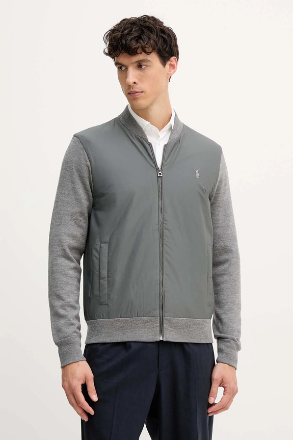 Φούτερ από μαλλί και μείγμα Polo Ralph Lauren χωρίς κουκούλα γκρί 710951113
