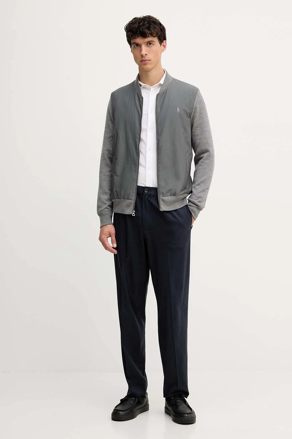 Φούτερ από μαλλί και μείγμα Polo Ralph Lauren 710951113 γκρί AW25